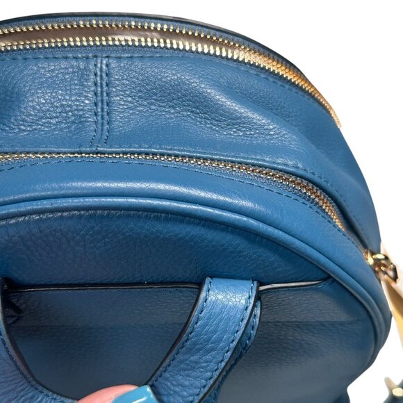 Michael Kors Rhea Zip Medium Leather DK Chambray Backpack with Tag - Picture 9 of 16